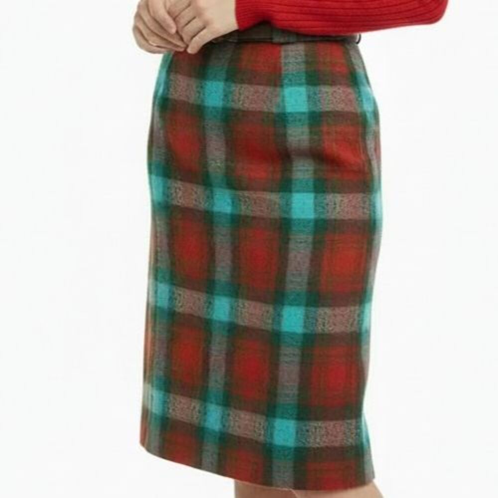 Mayfair Wool Plaid Midi Pencil Wiggle Skirt XS S  Academia Preppy 50s Vintage